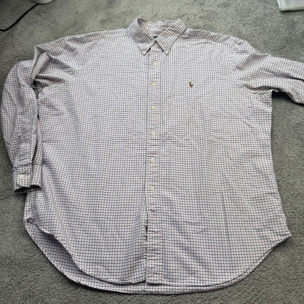 Ralph Lauren Men's XXL Classic Fit Long Sleeve Button Down Pink Blue